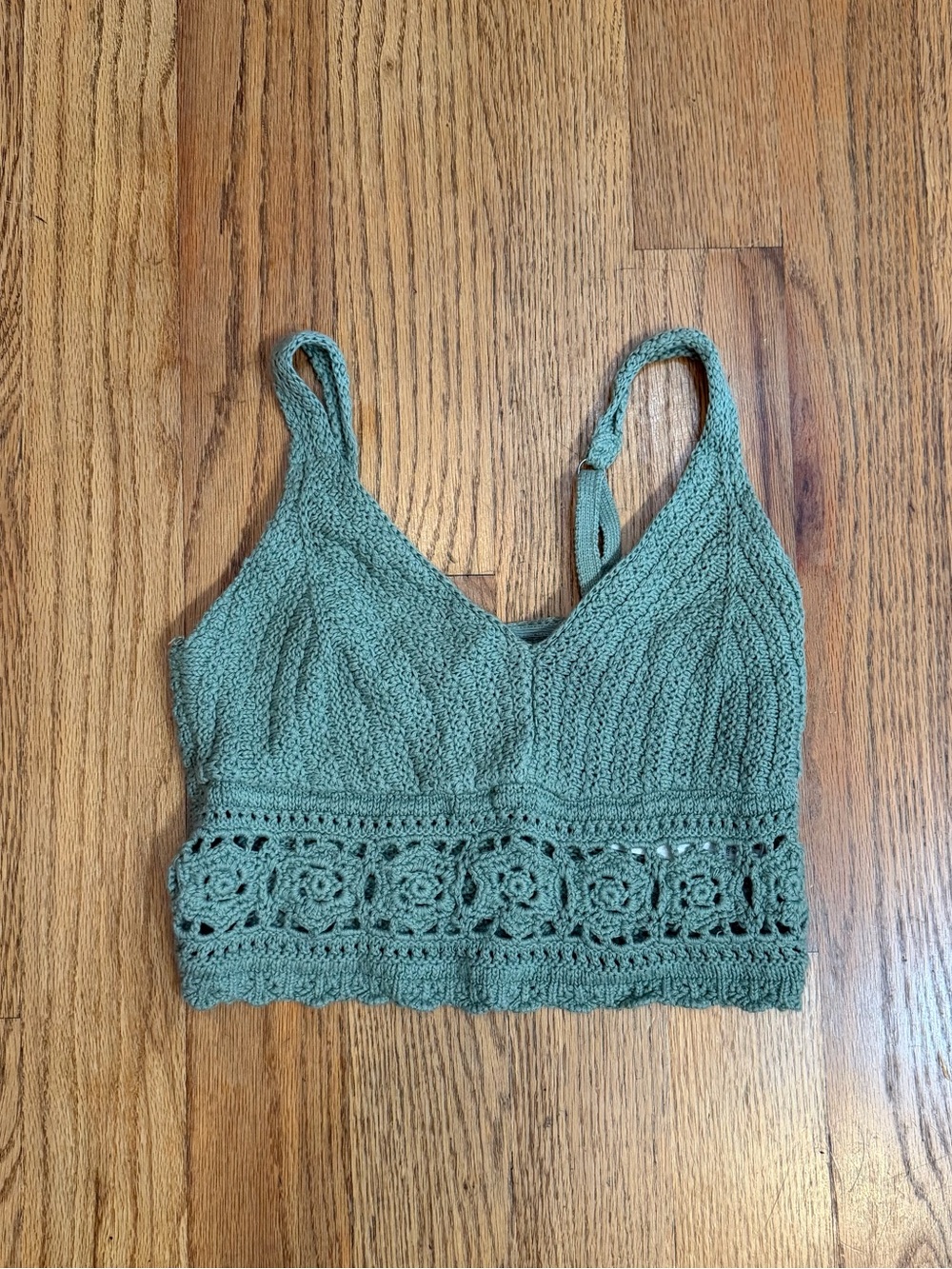 Hollister Green Crochet Bralette Cami